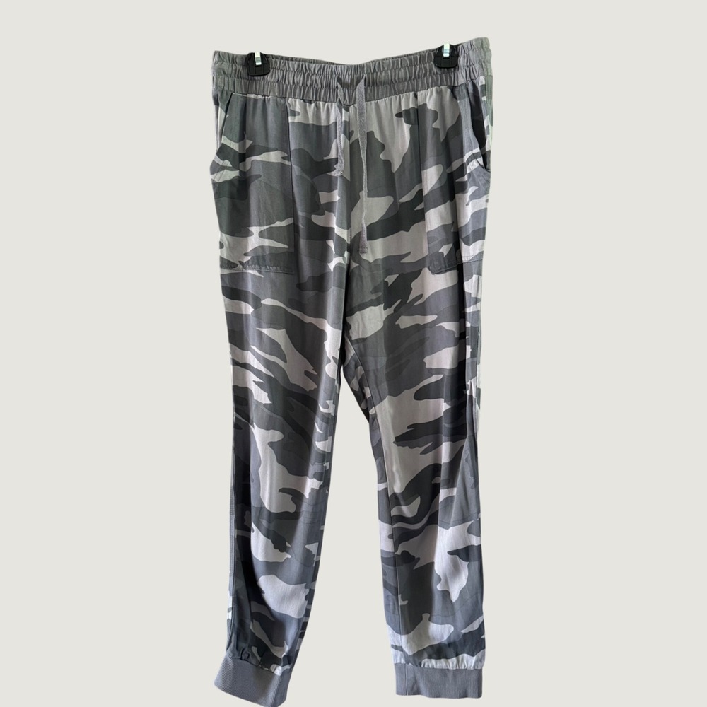 Camouflage Joggers Rayon Drawstring Pants L Splendid Womens Grey Camo Streetwear